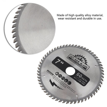 Saw Blade 7”180mm 60 Teeth Carbide Circular Saw Blade Cutting Disc for Wood Plastic