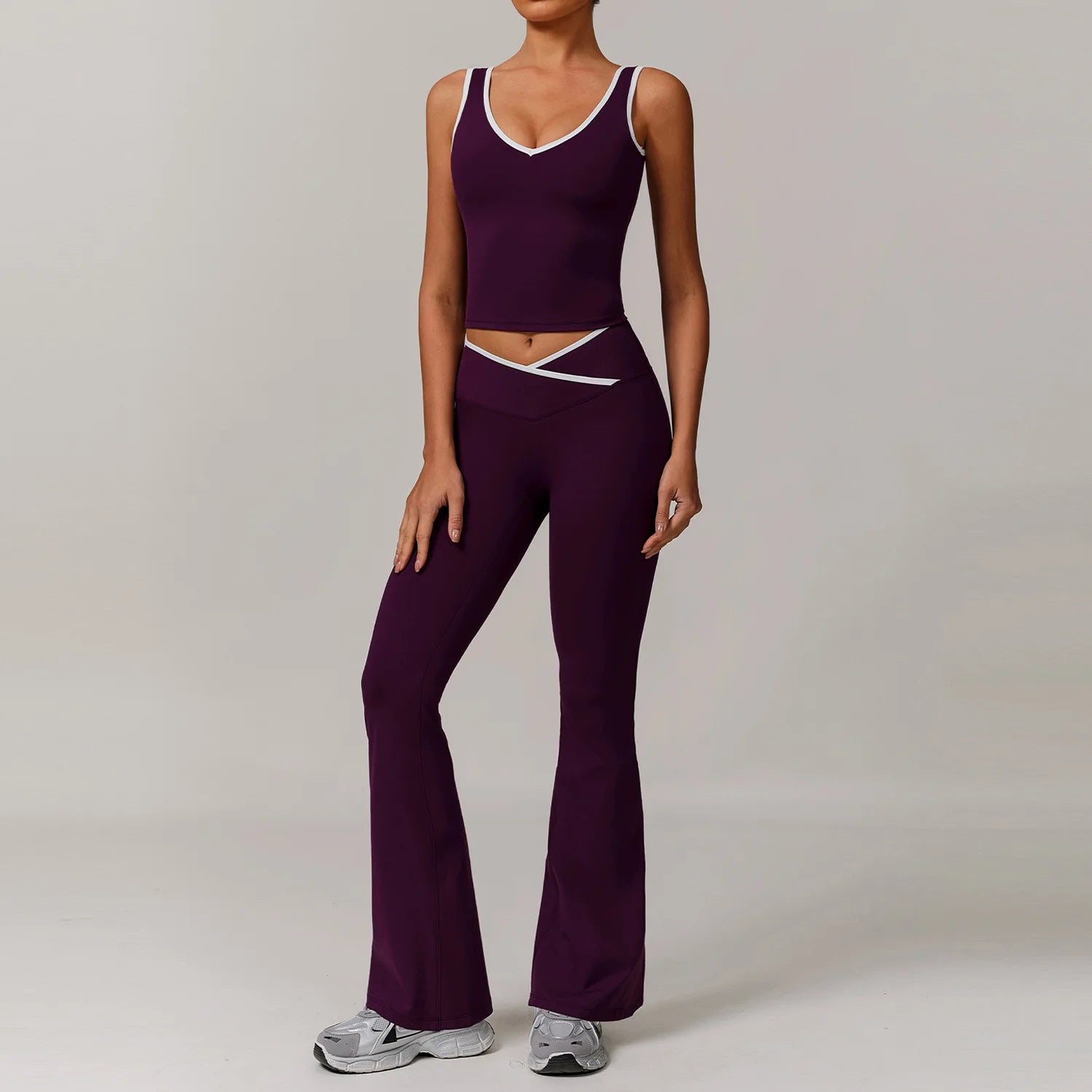 Women Gym Clothes Yoga Suits High Waist Two Piece Set Gym Leggings Yoga Sportswear Fitness Vest Crop Top Tracksuits Sports Bra