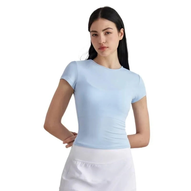 Women Sports Top Gym Clothes Woman Yoga Wear Slim Fit Short Sleeve T Shirt Summer Breathable Running Training Naked Feeling