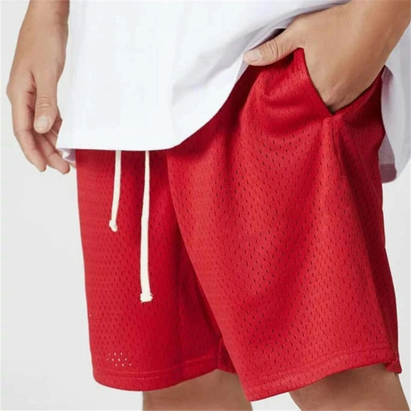 Summer Beach Shorts Plain Gym Shorts Mens Mesh Quick Dry Breathable Basketball Shorts Man Bodybuilding Fitness Shorts