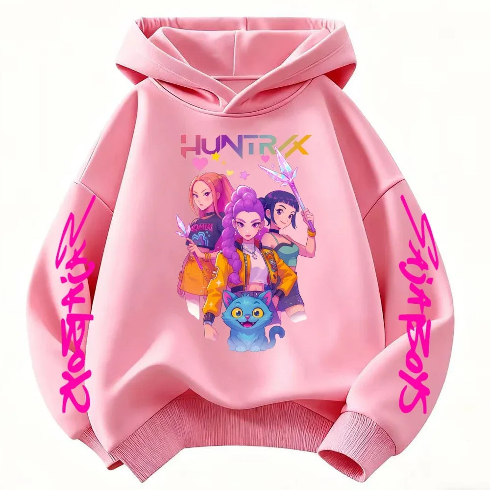 Hoodie for kids from the popular Korean K-pop series "Demon Hunter" 2026,for boys and girls,warm hooded clothing for winter/fall