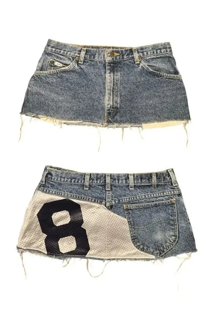 Summer short skirt printed denim goth street hip hop hoparajuku retro high waist y2k mini sexy loose casual skirt for women