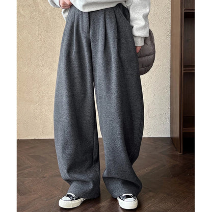 2025 Women Winter Autumn Thick Pants High Waist Wide Leg Warm Woolen Pants Fashion Clothes Vintage Pants Female Trousers