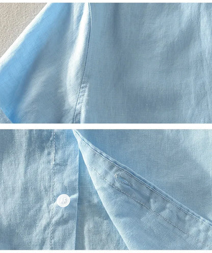 Pure Linen Short-sleeved Shirt Men&