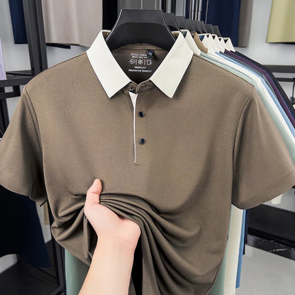 Polo Shirt for Men Short Sleeve Contrast Collar Design Soft Comfortable Fabric for Office and Casual