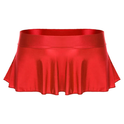 Sexy Womens Glossy Short Skirt Shiny Skater Dance Party Skirt  A-line Skirt 2023 Fashion Summer Women&