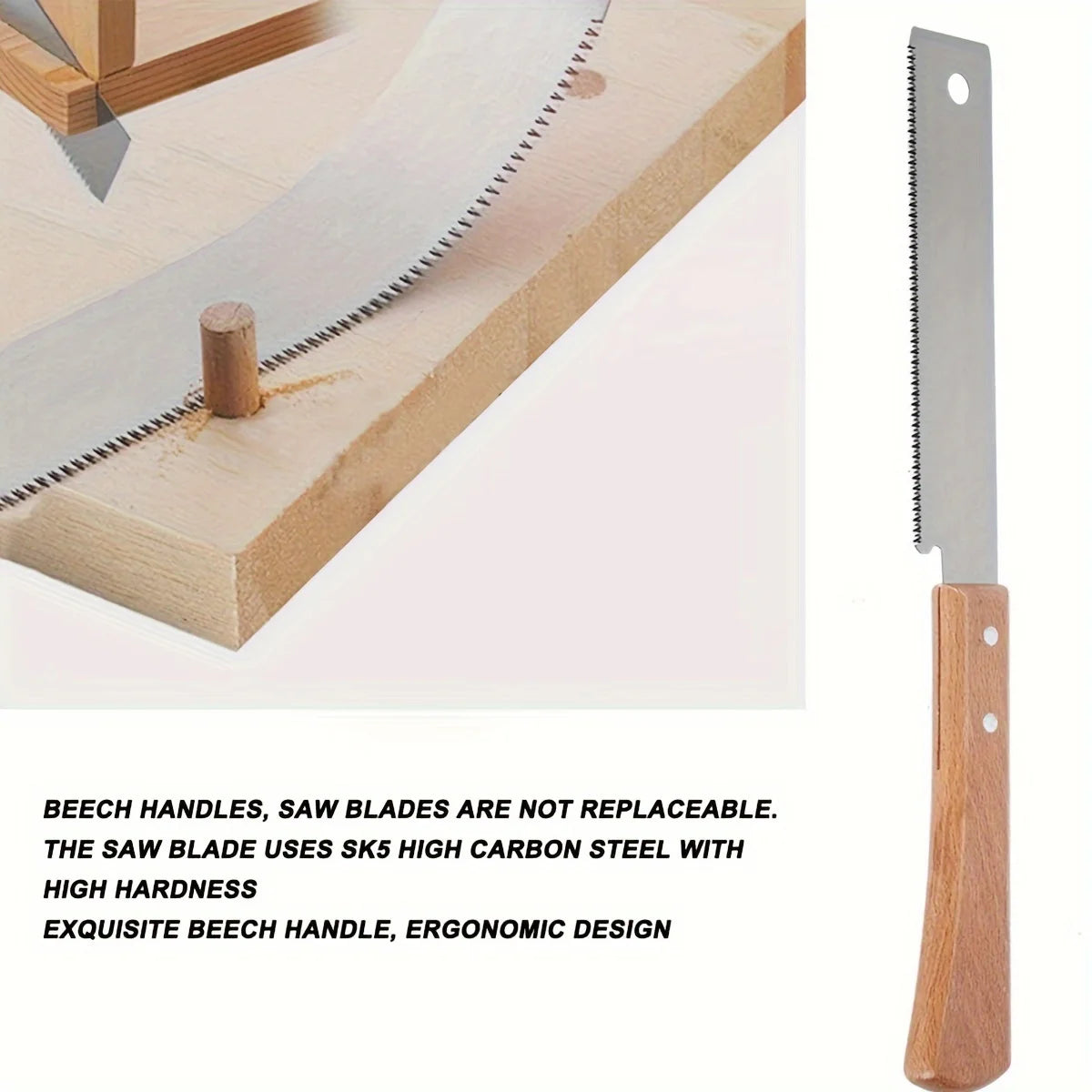12 Inch Small Hand Saw, Flush Cut Saw Woodworking Hand Saw Wooden Straight Handle Single Edge Pull Saw Trim Tool for Household