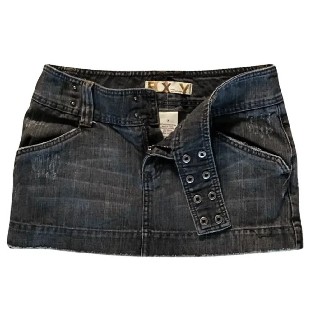 Summer short skirt printed denim goth street hip hop hoparajuku retro high waist y2k mini sexy loose casual skirt for women