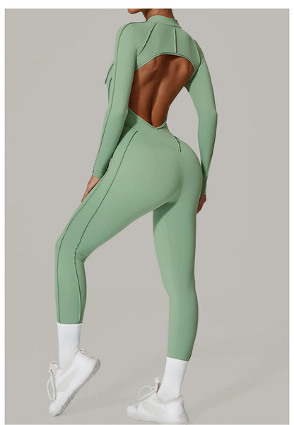 Yoga Suit Gym Set Women Training Sportswear Fitness Long Sleeved Sports Jumpsuit Women Push Up Female Workout Clothes Bodysuits