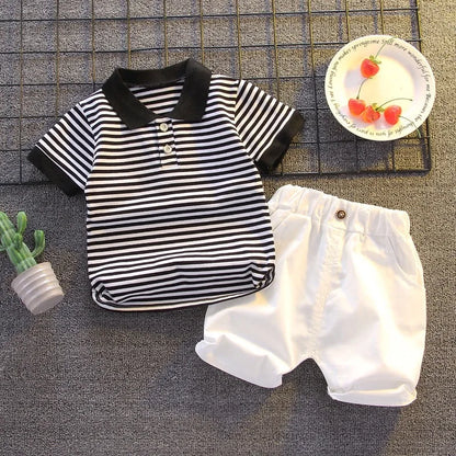 Kids Striped Clothing Sets Boys Girls Short Sleeve T-shirt+Shorts 2Pcs Children Clothes Suits Baby Tracksuit Outfits 1-5 Years
