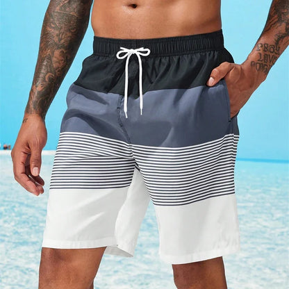 Men Striped Beach Shorts Men Fashion Swimwear Board Shorts Trunk Gym Fitness Pants Men&