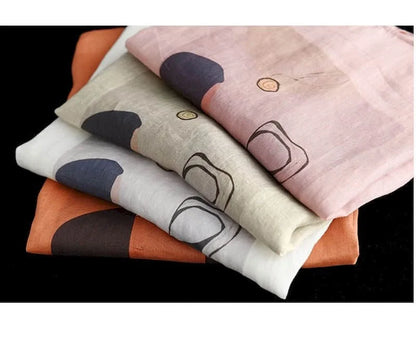 Cotton Linen T Shirts Women Fashion Vintage Art Printed T-shirt Casual Loose O-neck Short Sleeve Tops Summer Trend Thin Tshirt