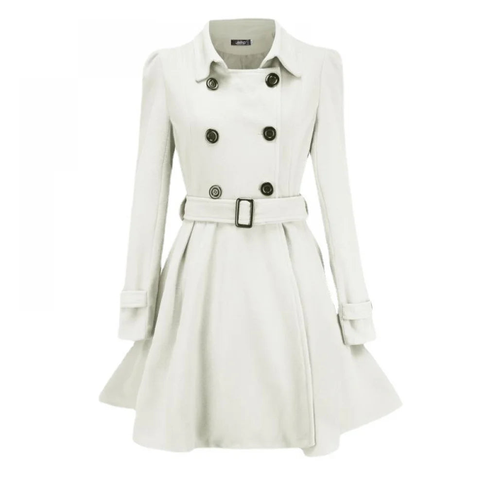 Women Fashion Autumn Winter New Wool Blend Warmth Loose Long Coat Jacket Double Breasted Elegant Slim Lady Windbreaker