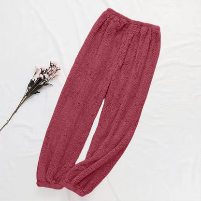 Pajamas Pants For Women Warm Winter Solid Color Sleepwear Pyjamas Plush Pants Women Nightwear Fashionable Home Wear