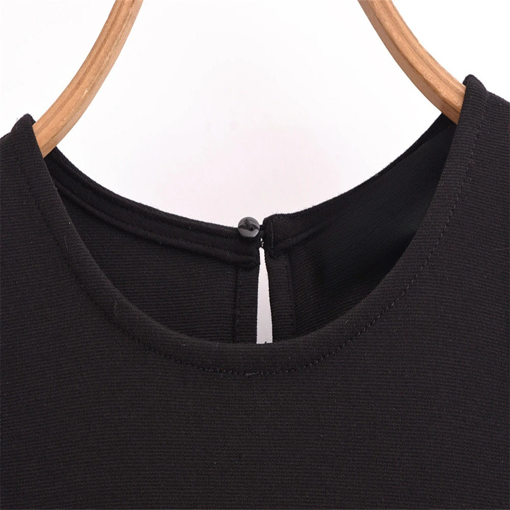 Fashion Party Dress for Women Fashion Autumn Winter New Round Neck Sleeveless Sequined Patchwork Chic Female Evening Clothing