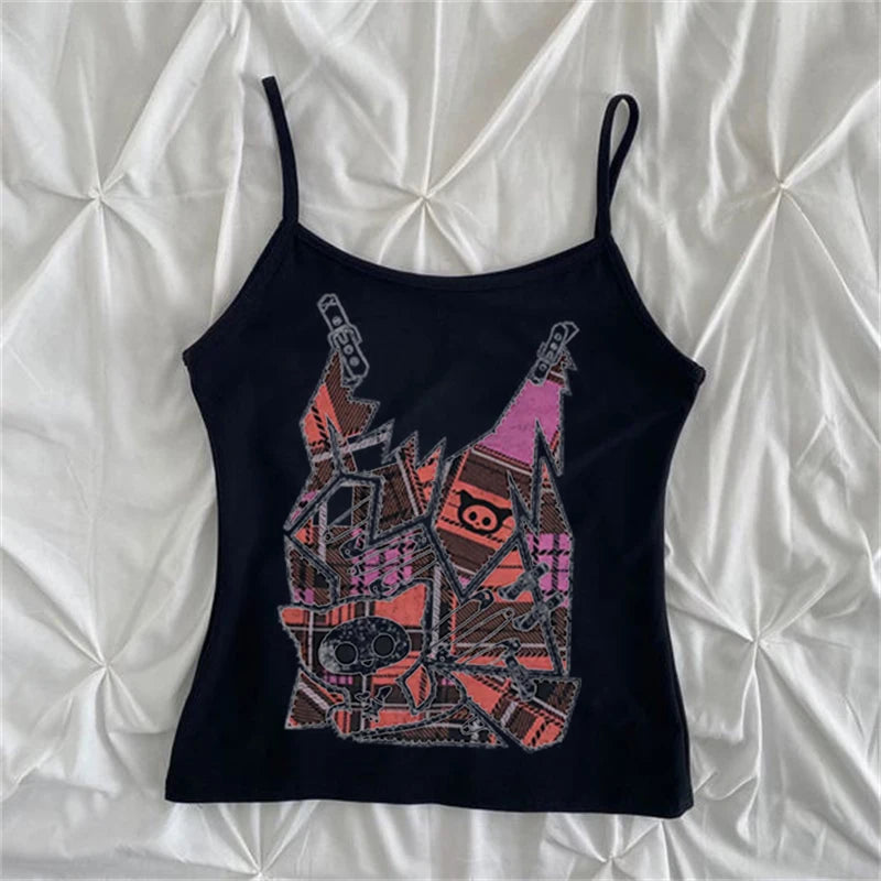 Aesthetic Women Crop Tops  Black Crop Tops Slim Harajuku Y2K Goth Short Sleeve Y2K Fashion  graphics fairy grunge Summer E-girl
