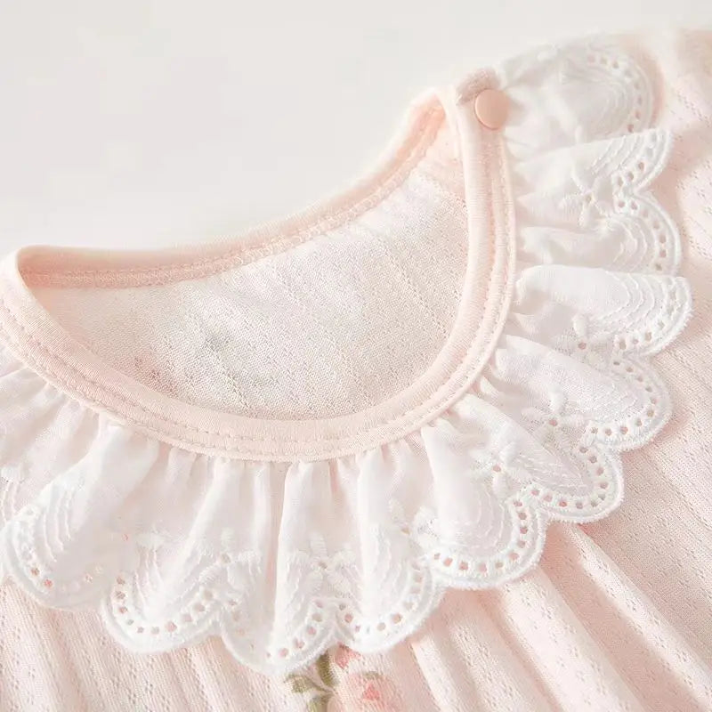 Baby Clothes Summer Outfit for Girls, Class A, 6-12 Months, Infant Air-Conditioned Clothing, Two-Piece Set, Summer Thin Fiber 80