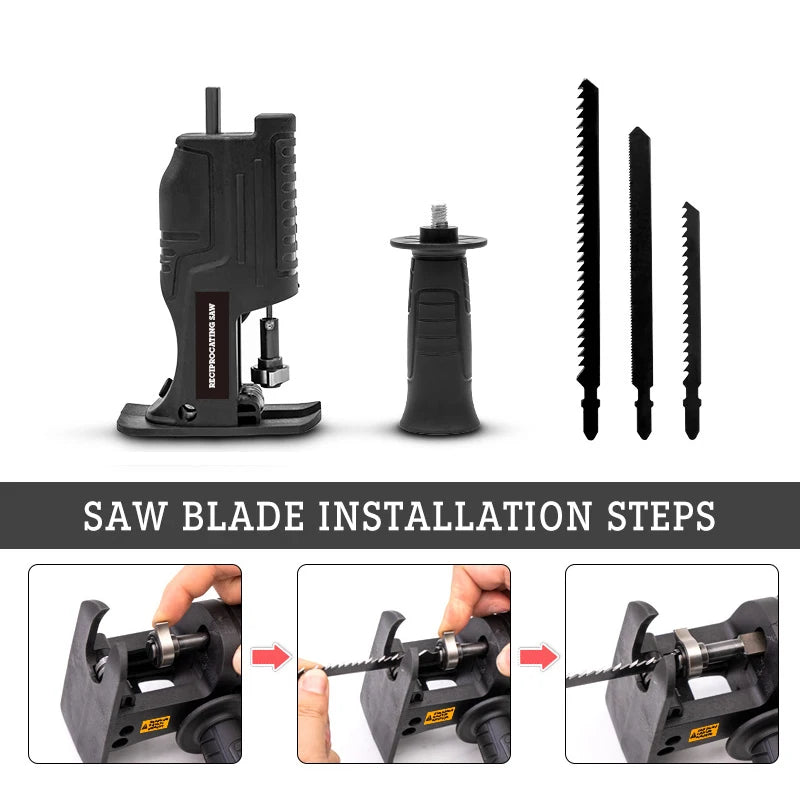 Electric Drill Modified To Electric Saws Reciprocating Saw Adapter Accessory with Sawblade Power Tool Saws Drill to Jig Saws