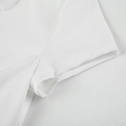 Turn-down Collar T Shirts For Women Streetwear Short Sleeve Crop Top Y2k Clothes Buttons Tshirt Solid Camisetas Slim Ropa Mujer