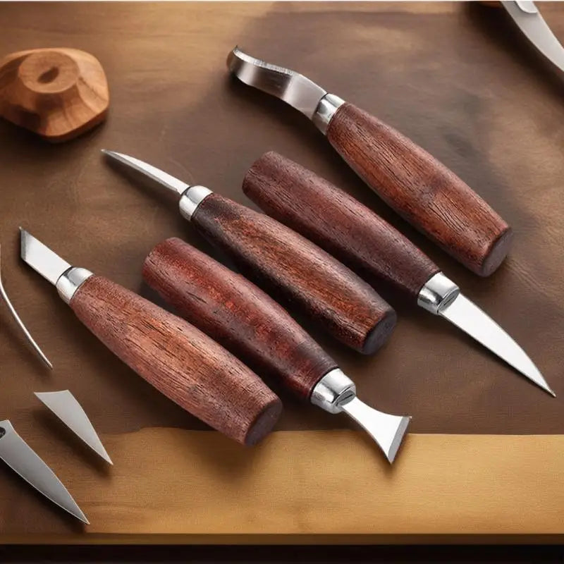 [E] 5pcs Tools For Wood Carving Chisel Woodworking Cutter Hand Tool Set Wood Carving Knife DIY Peeling Woodcarving