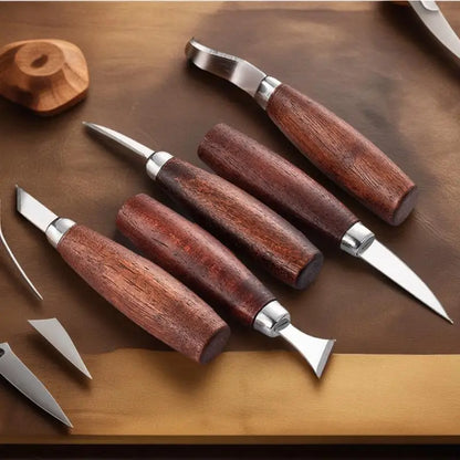 [E] 5pcs Tools For Wood Carving Chisel Woodworking Cutter Hand Tool Set Wood Carving Knife DIY Peeling Woodcarving