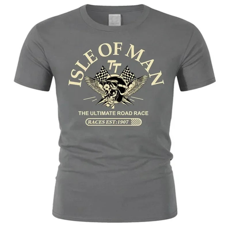 Men Cotton Tshirt Isle of   The  Skull Helmet T-Shirt Fashion Tees 2026 New Cotton Summer Tshirt Relaxing for Men&