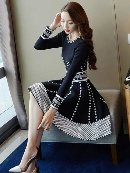 Fashion Woman Long Sleeve Dress Midi Dresses for Women Elegant and Pretty Casual Youth Summer 2025 Autumn Winter Luxury Clothing