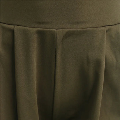 Women Casual Loose Palazzo Pants Autumn High Waisted Wide Leg Trousers Pleated Long Culottes Pants Elastic Waist Trouser Pockets
