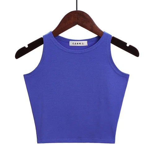 Fashion 2022 New Women Sexy Cotton Crop Top Crop Bustier Multicolor Sleeveless Cropped Blusas Vest Tank Top Camisole 14 Colors