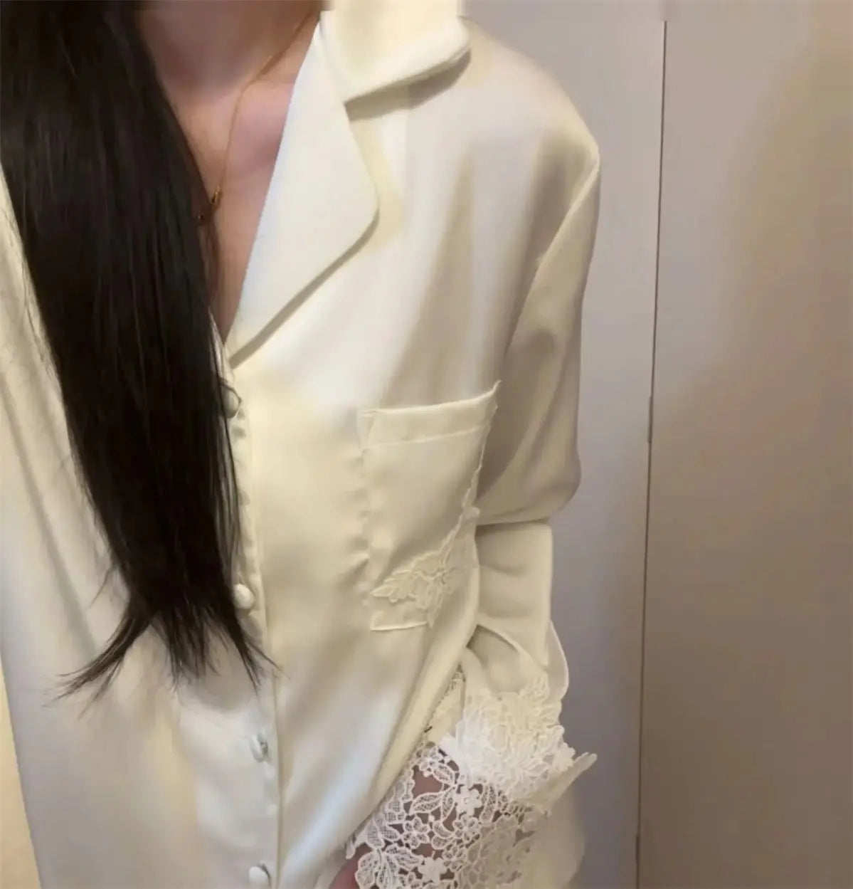 Pyjama Woman Silk Satin Sleepwear For Sleeping Clothes New Fashion Lace Home Clothing Women&