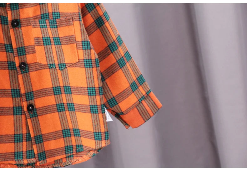 Kids Shirt Clothes Spring Thin Blouses Clothing Infant Boy Plaid Cotton Tops 1 2 3 4 Years Kids Long Sleeves Shirt