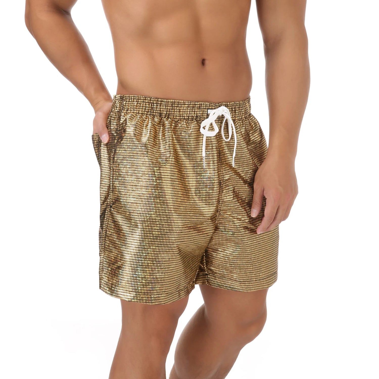 Casual Shorts Men Summer Shiny Quick-dry Beach Sports Short Pants Bottoms Man Beachwear Clothing Homewear With Pocket