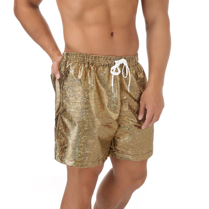 Casual Shorts Men Summer Shiny Quick-dry Beach Sports Short Pants Bottoms Man Beachwear Clothing Homewear With Pocket