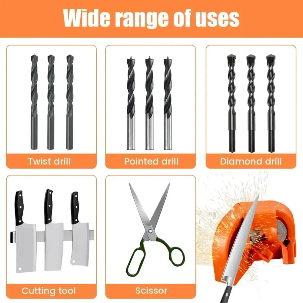 Drill Bit Sharpener Multipurpose Drill Bits Grinding Sharpener, Portable Drill Grinder Grinding Tool, Powered by Electric Drills