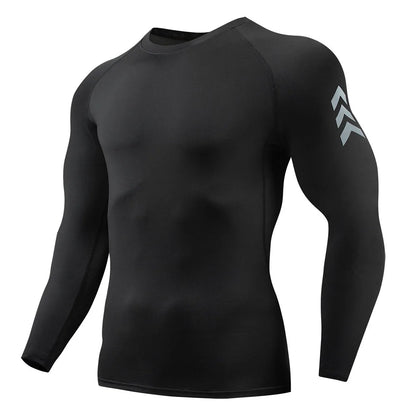Gym Sports T-shirts for Men Long Sleeve Tights Boxing Sportswear Breathable Quick Dry Fitness Tops Male Outdoor Training Clothes