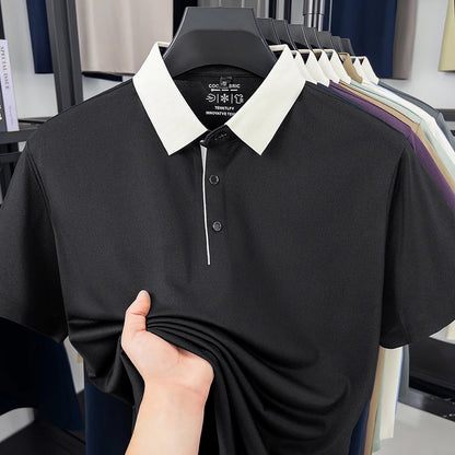 Polo Shirt for Men Short Sleeve Contrast Collar Design Soft Comfortable Fabric for Office and Casual