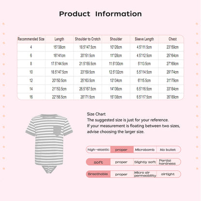 Kids Boys Girls Special Needs Adaptive Clothing Round Neck Short Sleeve Press Buttons Open Crotch Striped Leotard Bodysuit