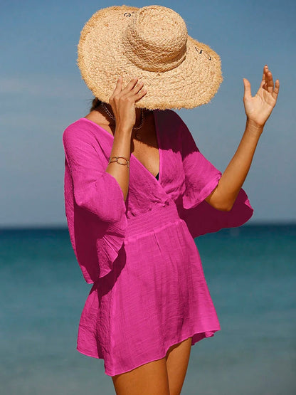 Sexy Swimwear V Neck Bathing Suit Women Backless Beach Cover Up Sarong Tunic Beach Wear Vacation Swimwear Beach Wear Beachwear