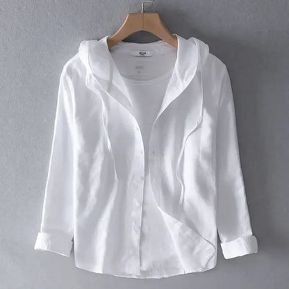 Long-sleeved Spring Summer New Solid Inen Shirt Trendy Men&