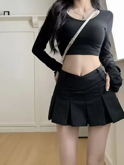 Skirts New Style Fashion Summer Sexy Retro V Waist Casual Outfits Ladies Streetwear Female Girls Women Mini Short Pleated Skirts