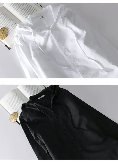 Long-sleeved Spring Summer New Solid Inen Shirt Trendy Men&