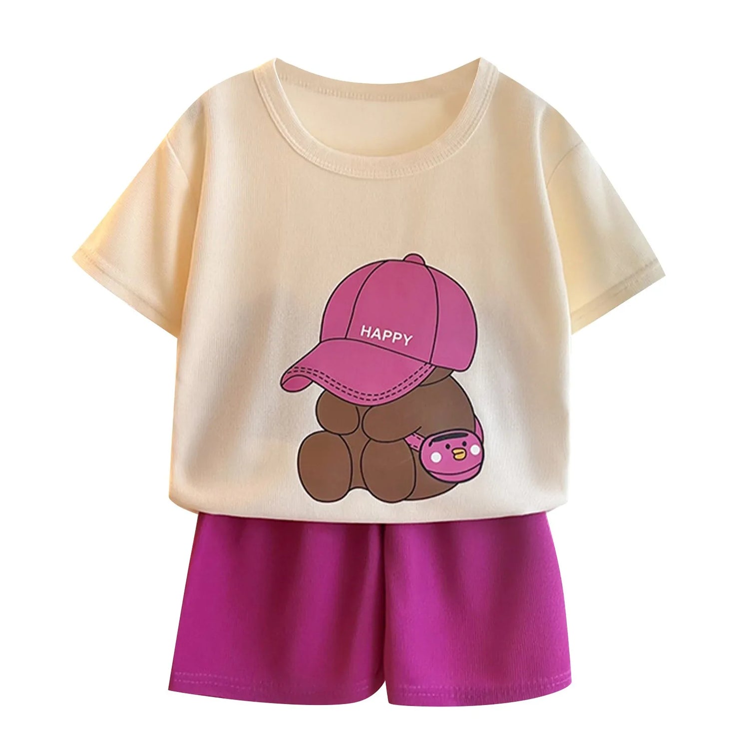 Boys Girls Cartoon Clothing Set Toddler Essentials Breathable Short Sleeve T-shirt Summer Outfit Soft Casual Loose Kids Shorts