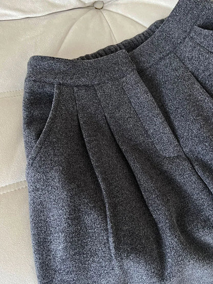 2025 Women Winter Autumn Thick Pants High Waist Wide Leg Warm Woolen Pants Fashion Clothes Vintage Pants Female Trousers