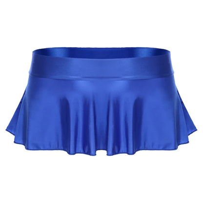 Sexy Womens Glossy Short Skirt Shiny Skater Dance Party Skirt  A-line Skirt 2023 Fashion Summer Women&
