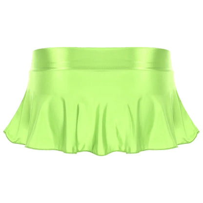 Sexy Womens Glossy Short Skirt Shiny Skater Dance Party Skirt  A-line Skirt 2023 Fashion Summer Women&