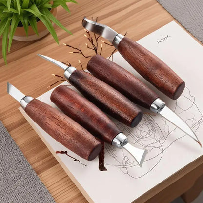 [E] 5pcs Tools For Wood Carving Chisel Woodworking Cutter Hand Tool Set Wood Carving Knife DIY Peeling Woodcarving