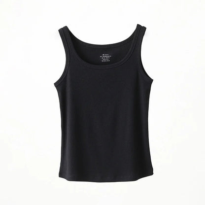 Women Tank Top Ribbed Cotton Boat Neck Sleeveless Tops Essentials M-XL