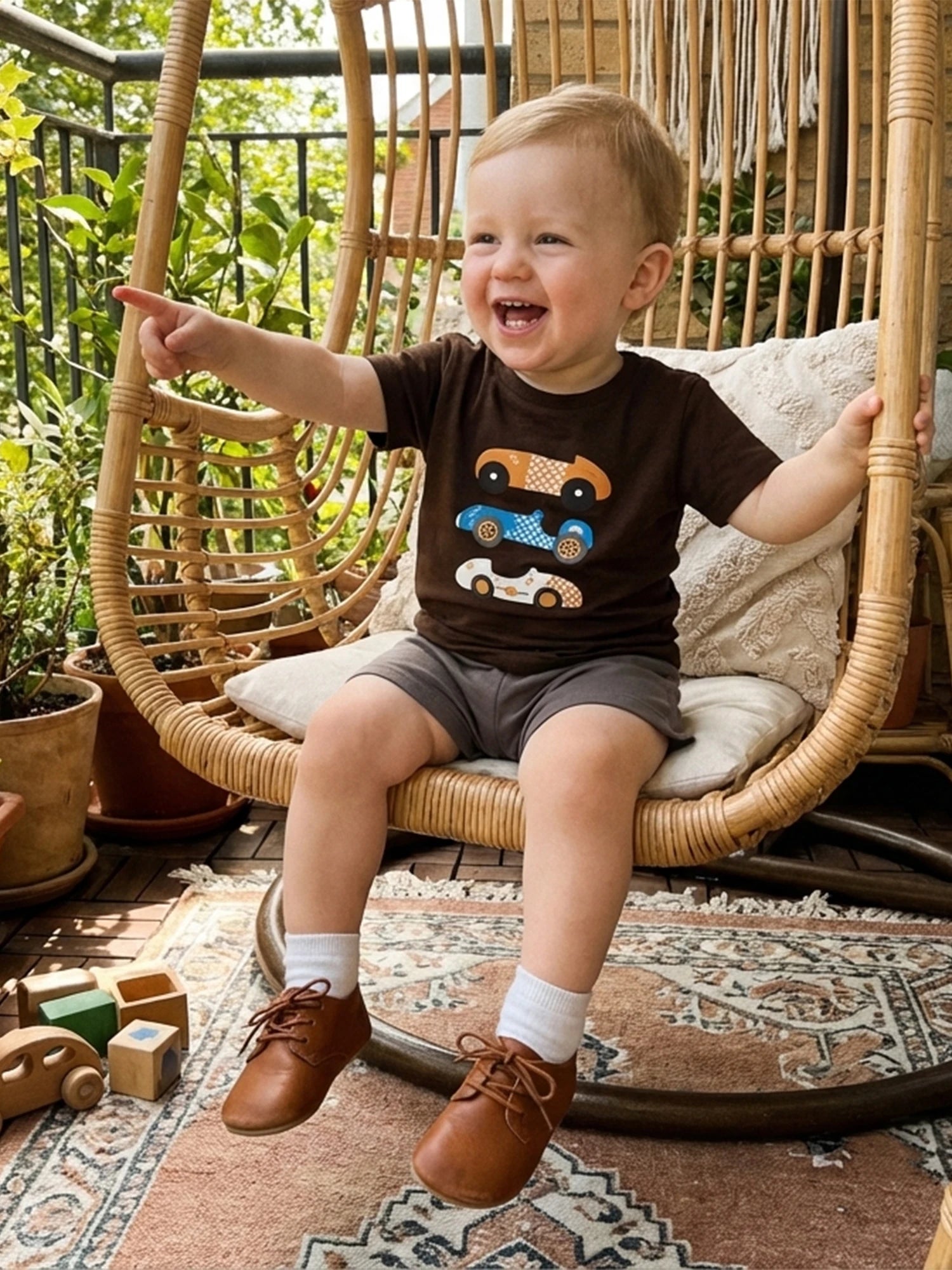 Kids Boys Summer Clothing Sets Short Sleeve O Neck Race Car Print T-shirts Tops and Solid Color Shorts Casual Tracksuits