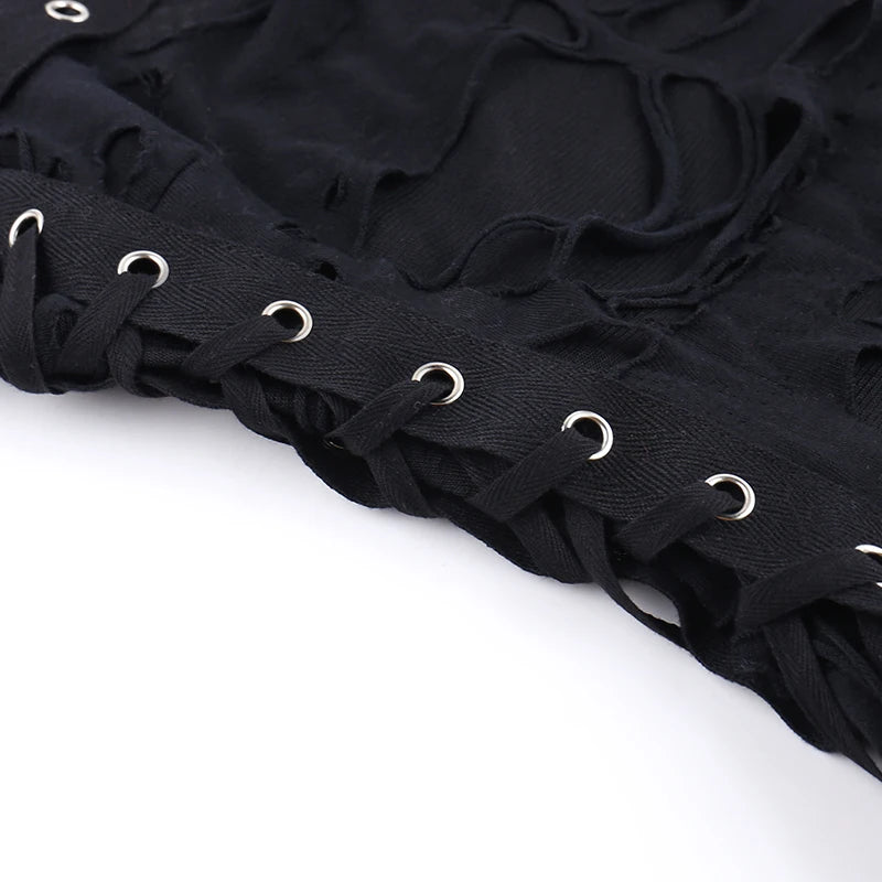 Gothic Tops Punk Tanks T-Shirt Women Sexy Fishnet Backless Steampunk Vest Clubwear for Party