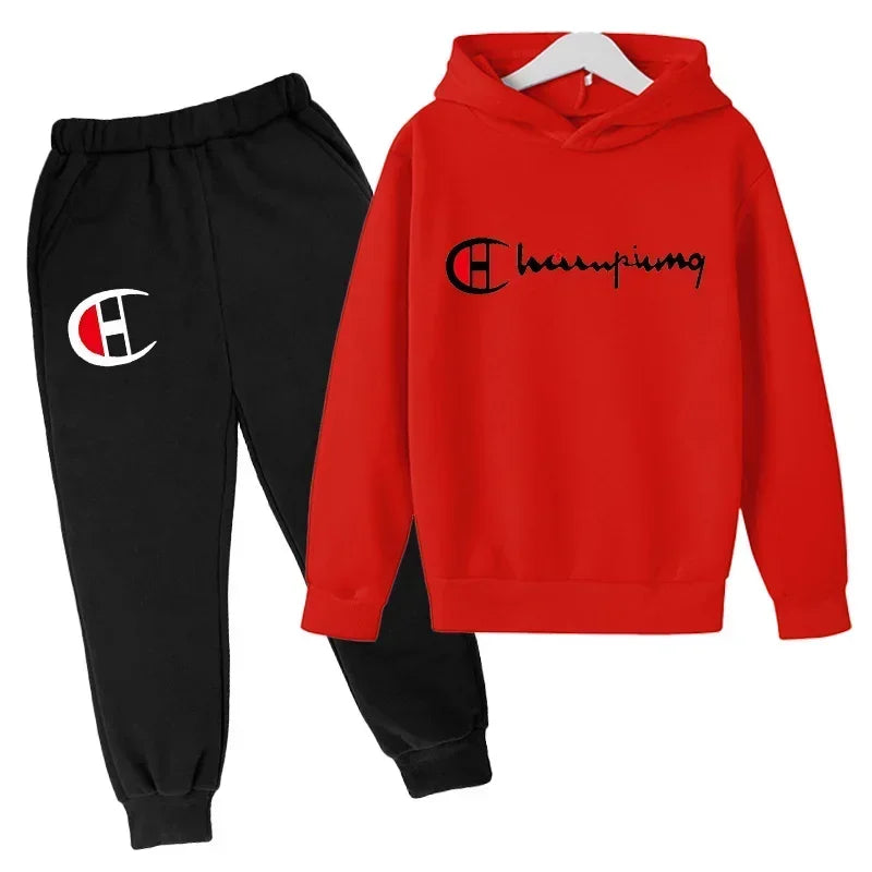Hooded Hoodies Sweatshirts Sets Teenagers Fashion Groups of Pants Child SuitAutumn/winter Kids Clothing for Girl Boy Children&